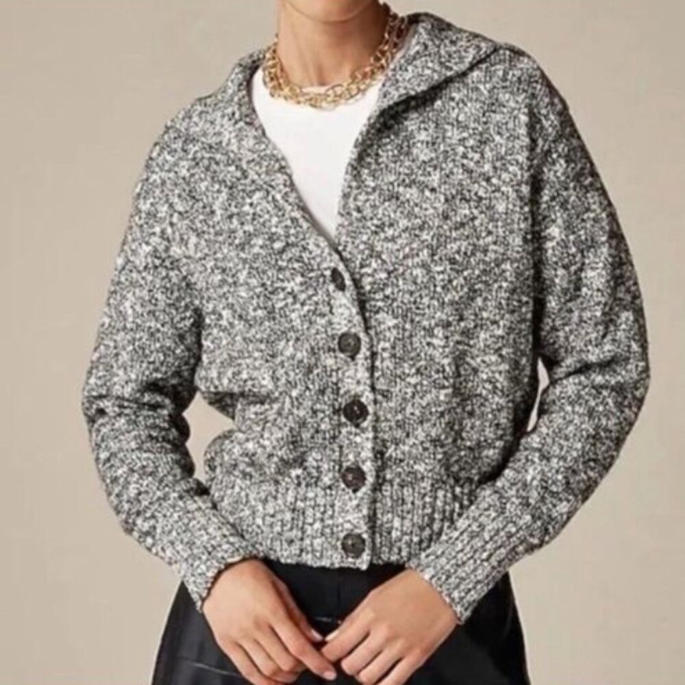 J. Crew Sailor-Collar Button Up Cardigan Marled Yarn Size Medium